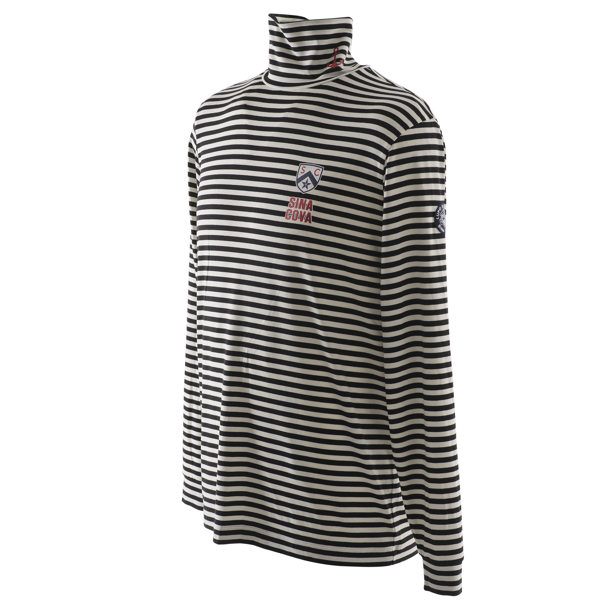 ボーダー柄 タートルネック長袖Tシャツ ユニセックス(男女兼用) 23250020