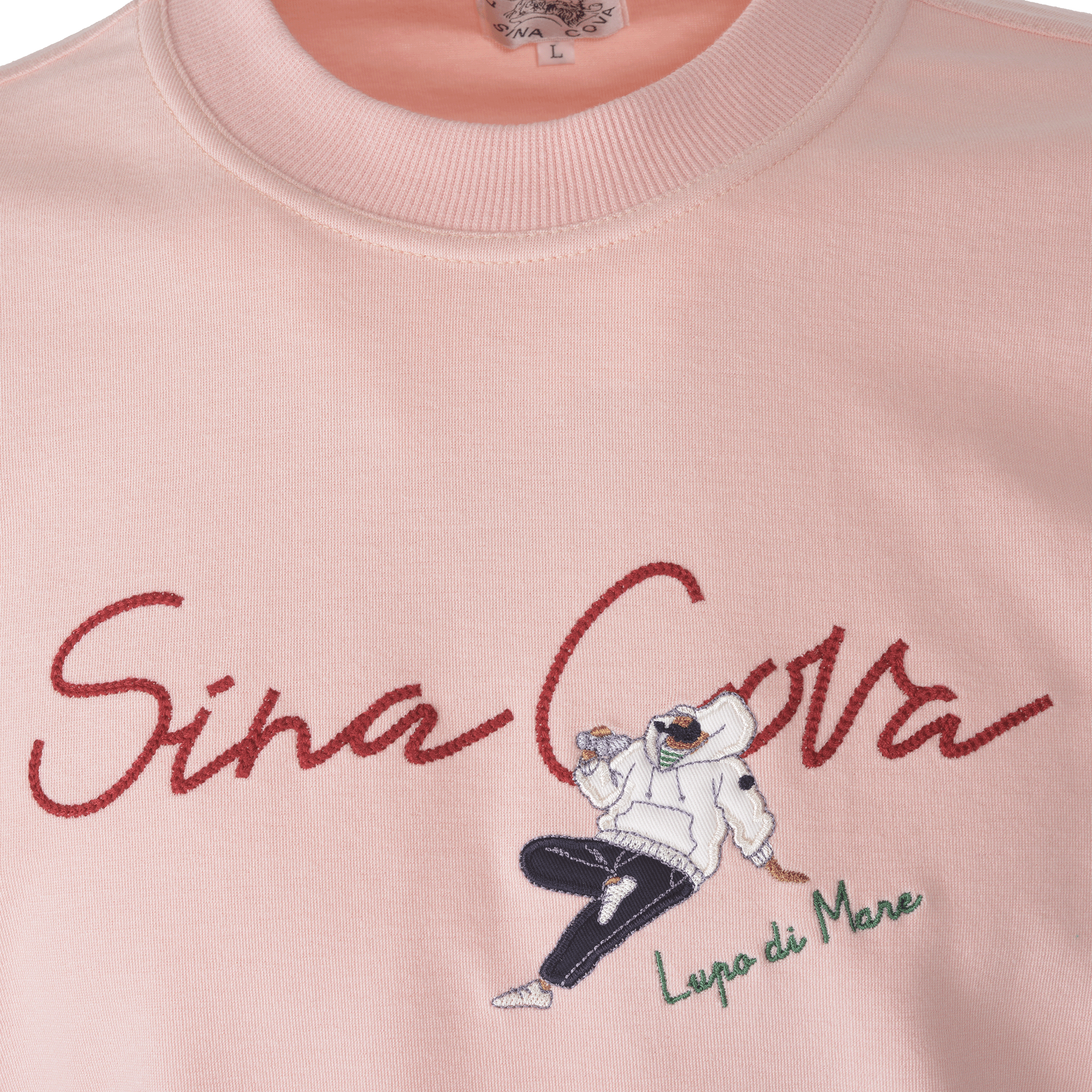 【公式】シナコバ (SINA COVA) クルーネックトレーナー 24120020 ピンクの刺繡部分