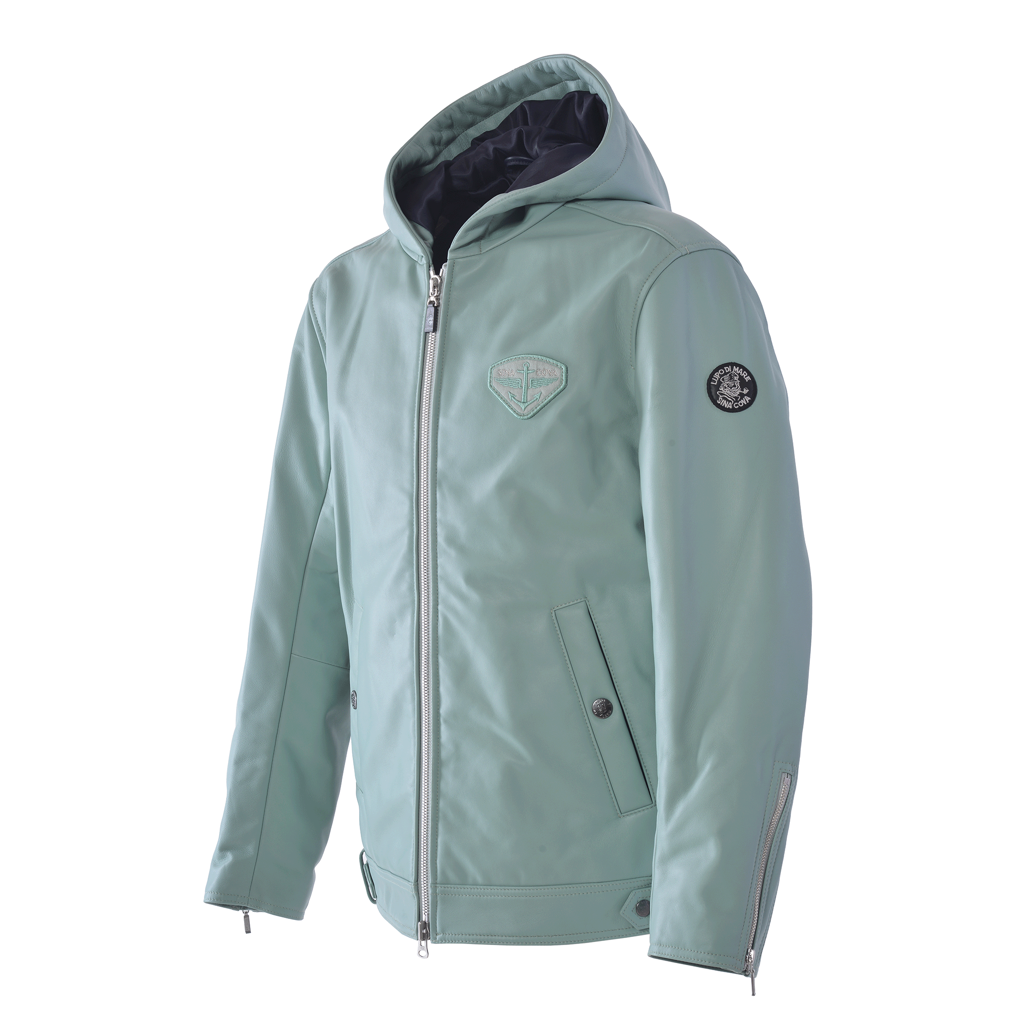 連帽皮夾克 25223910