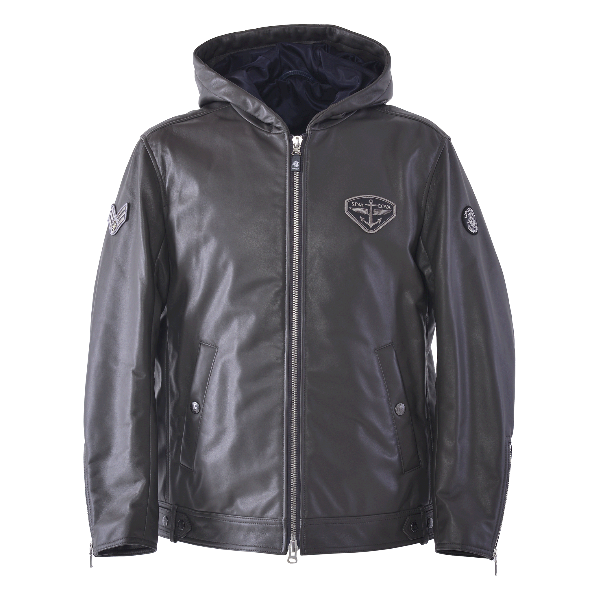 連帽皮夾克 25223910