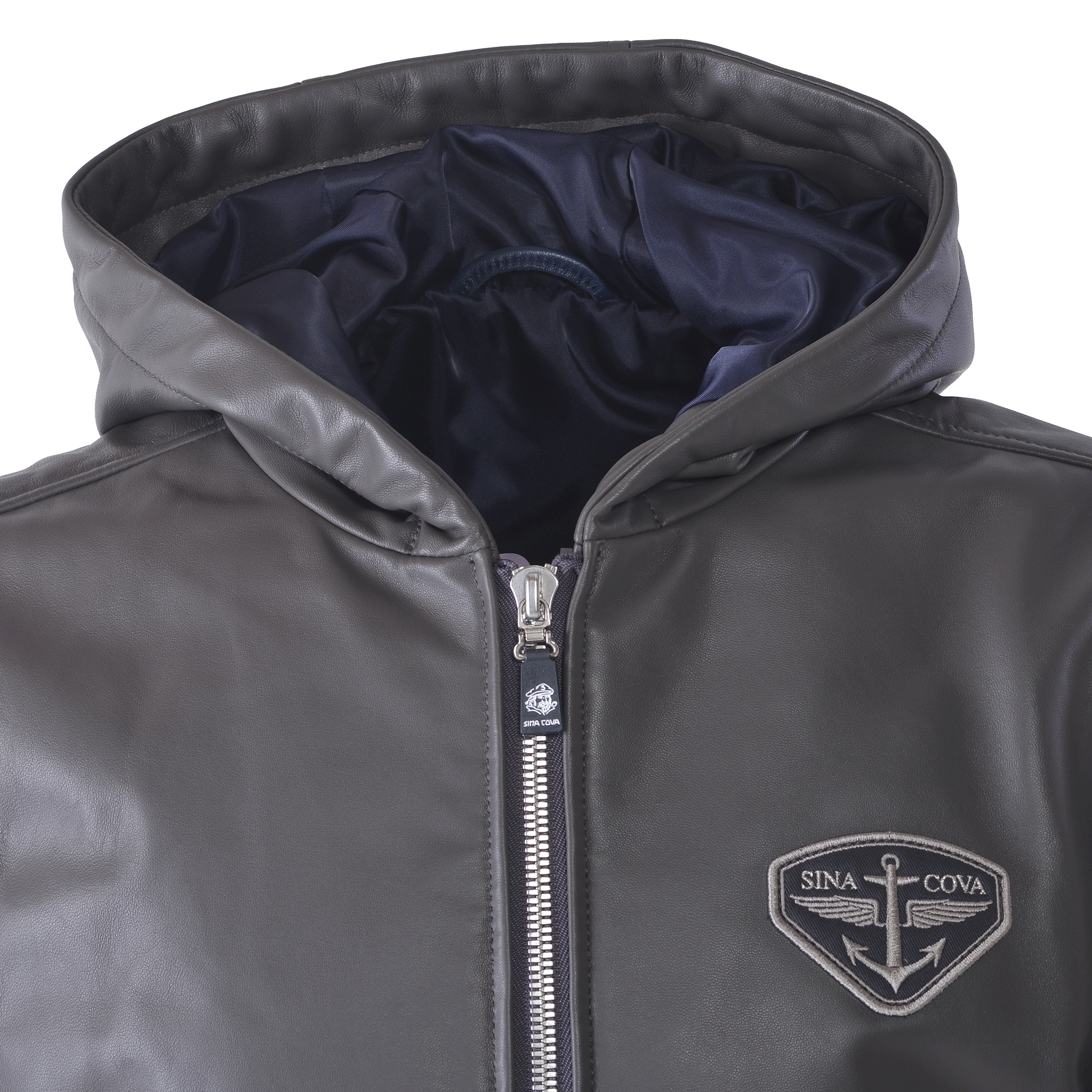 連帽皮夾克 25223910