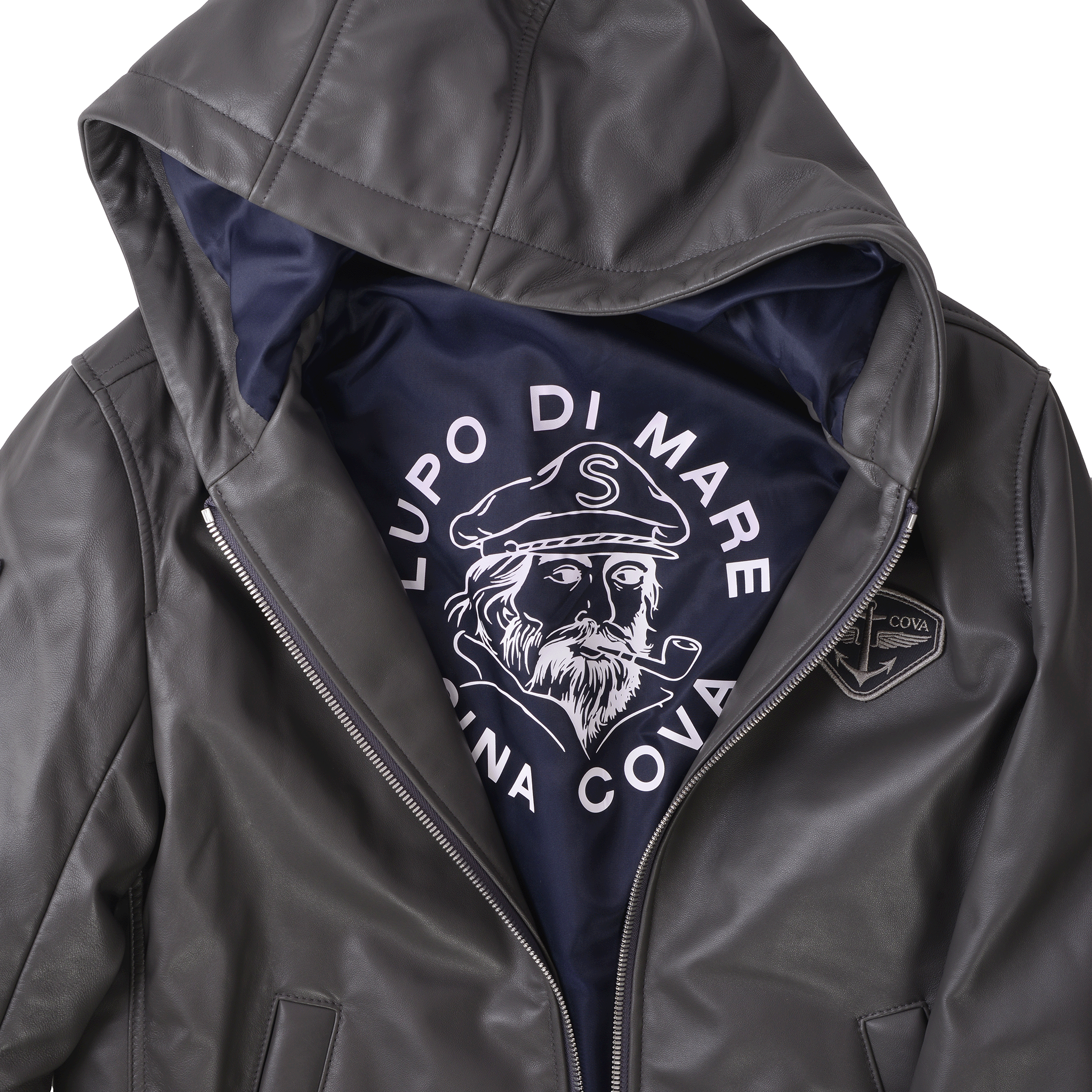 連帽皮夾克 25223910