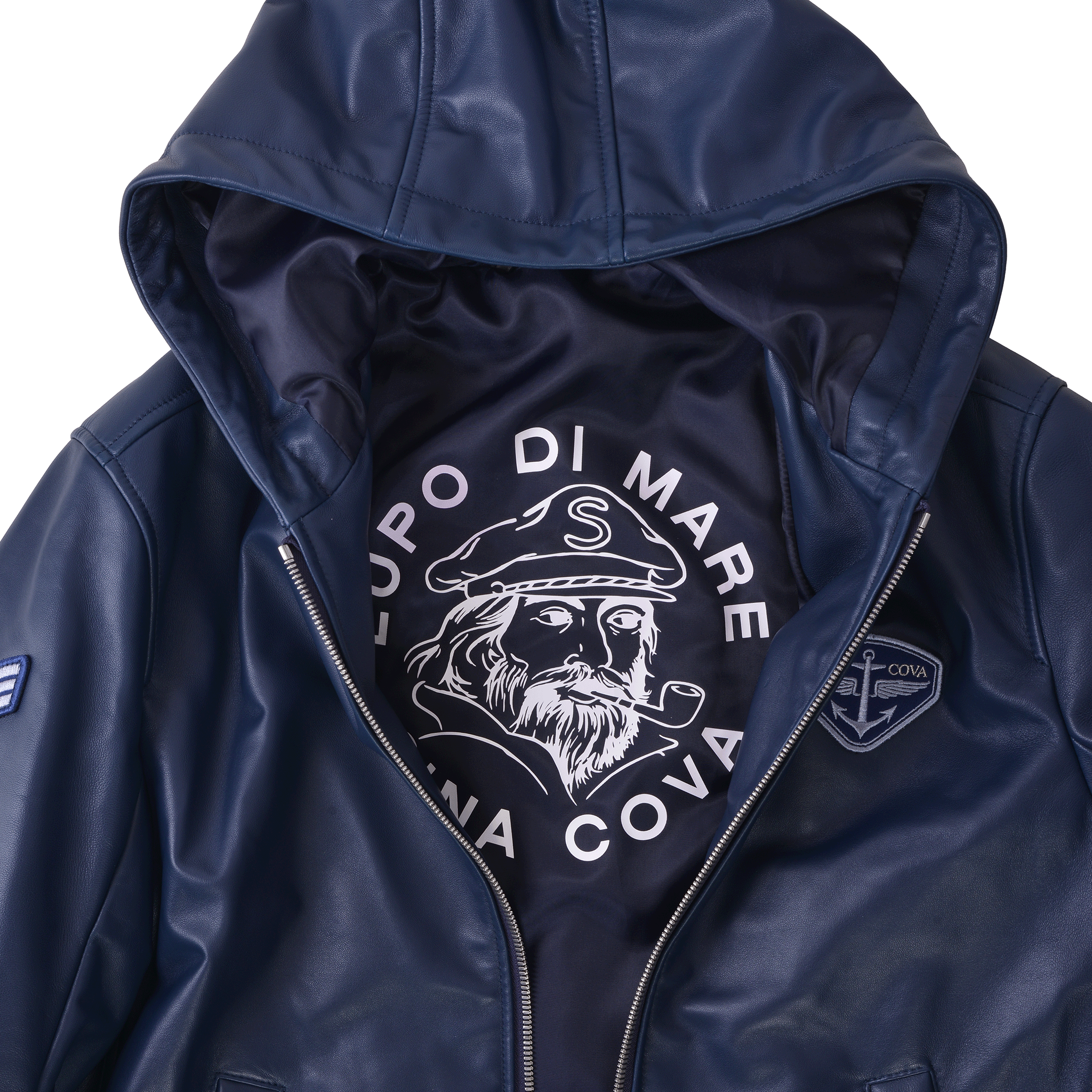 連帽皮夾克 25223910