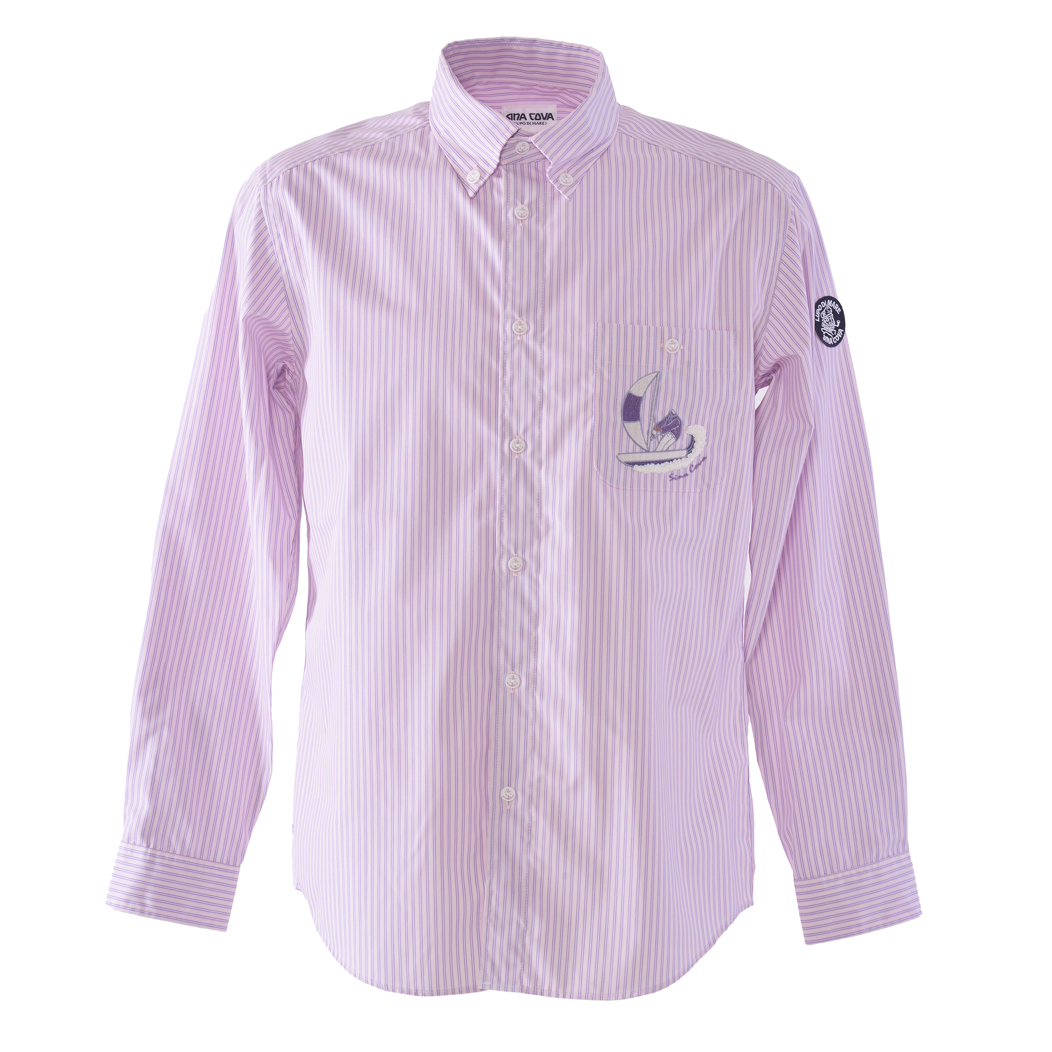 Striped long-sleeved button-down shirt 25224030