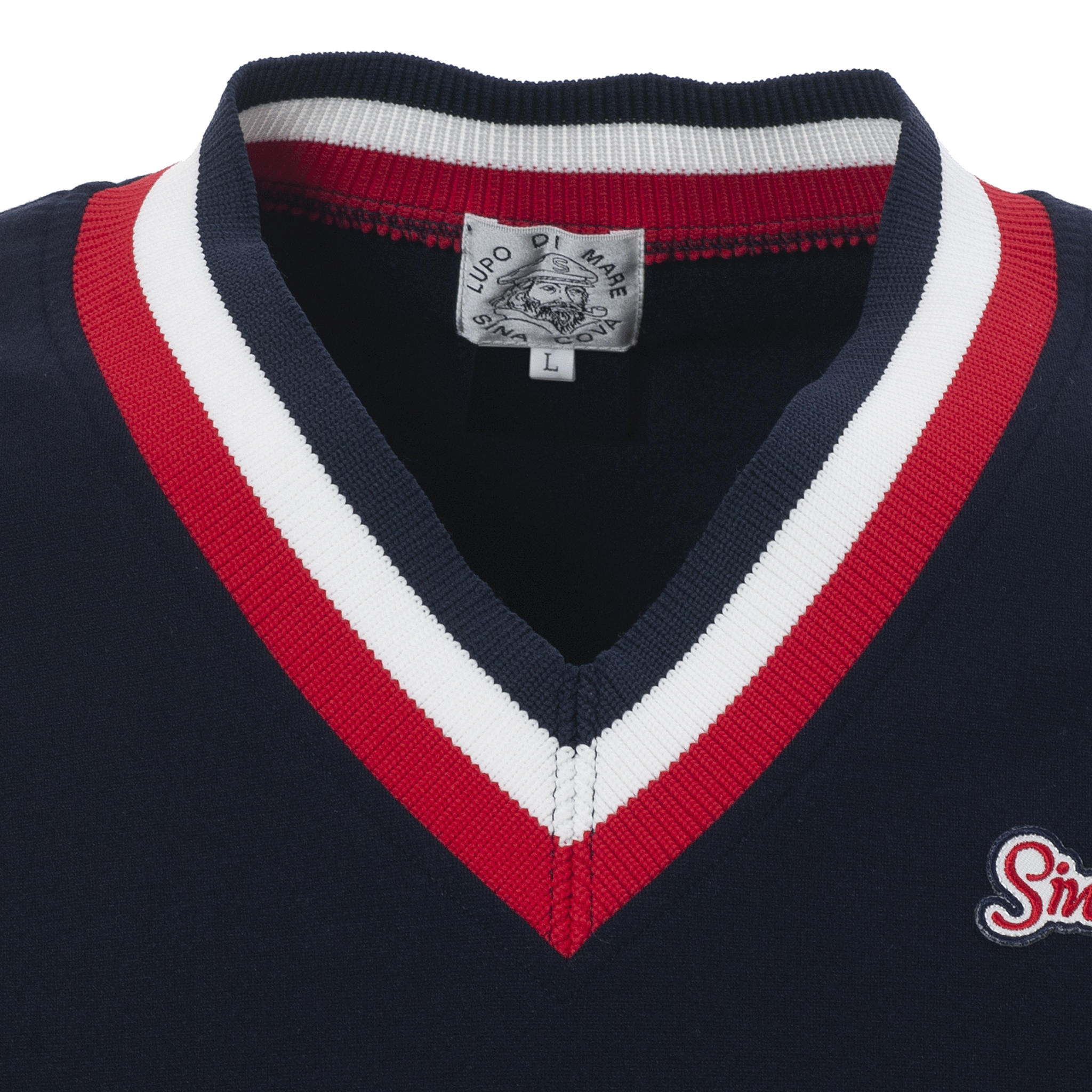 【公式】シナコバ (SINA COVA) Vネックプルオーバー 22250050 ネイビーの首元